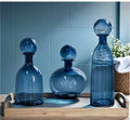 Trans blue vase with ball set of 3