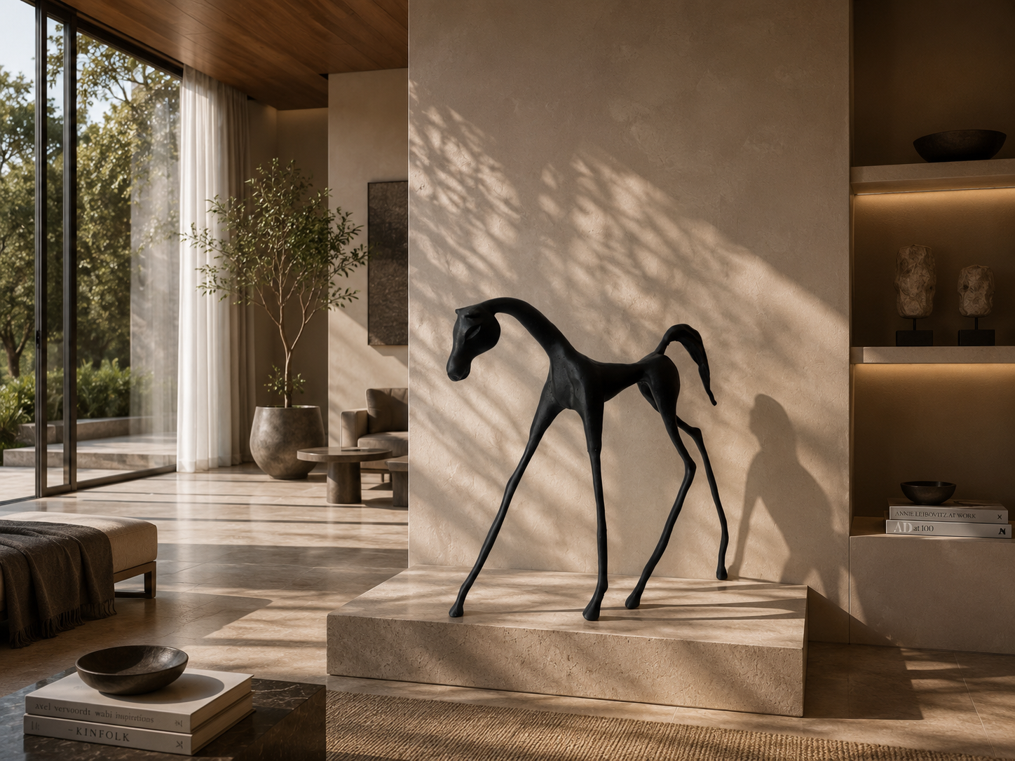 Black metal horse